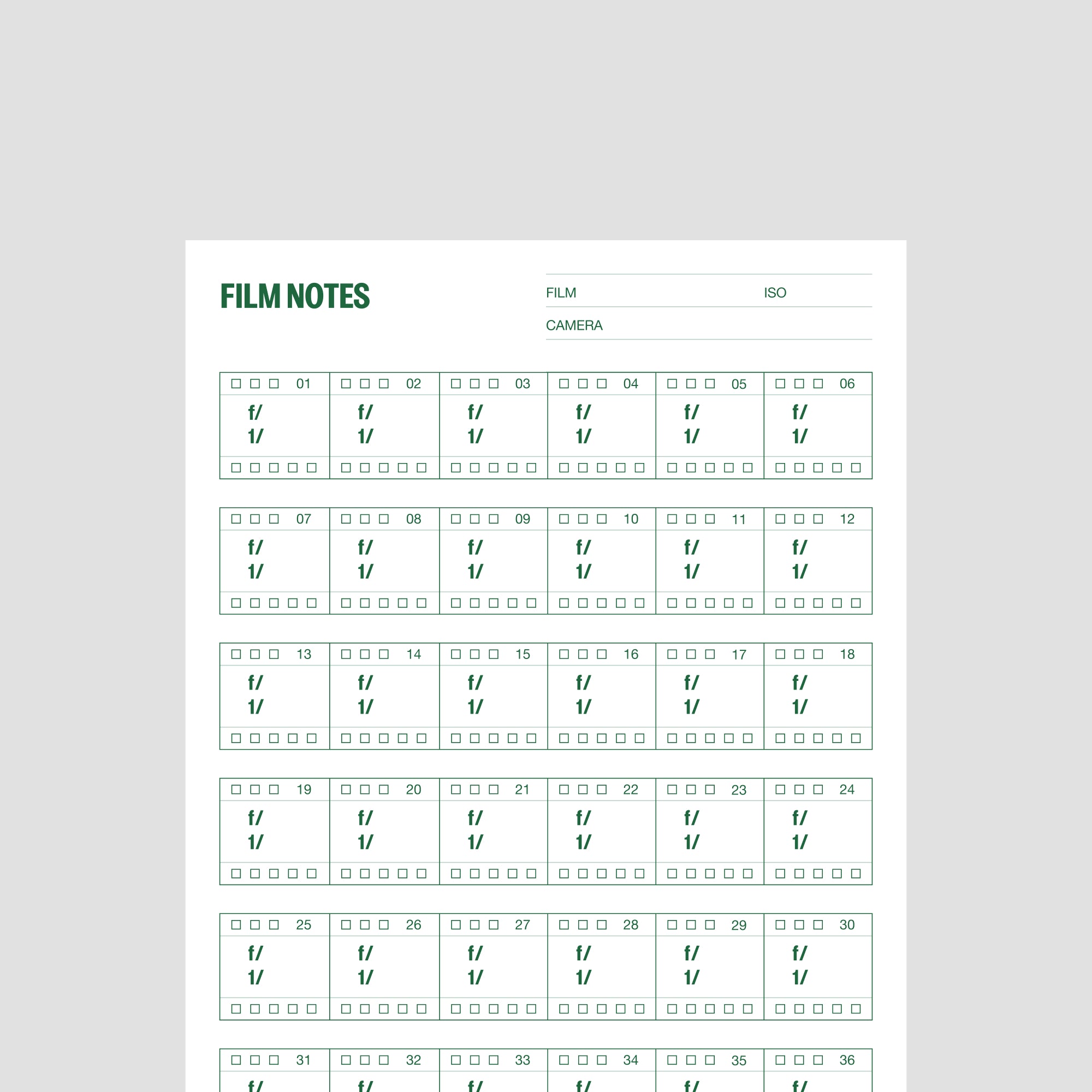 Analogue Film Notes Template – Analogue Shop